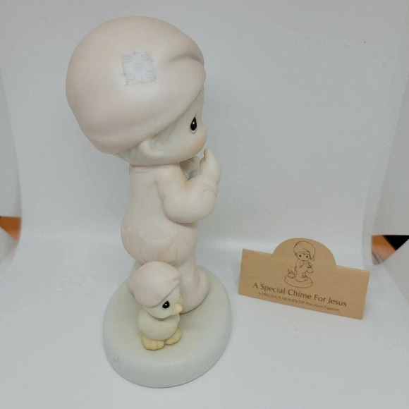 PRECIOUS MOMENTS FIGURINES "A Special Chime for Jesus" Child Holding Bell Duck - Picture 5 of 12